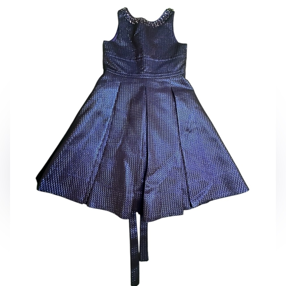 Beautiful Navy Blue Formal Dress w/ Bejeweled Neckline